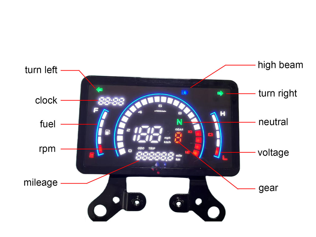 digital tablero para moto velocimetro tacometro for（Honda TORNADO XR250、Vento Ryder 3.0 Xpress Workman 150）