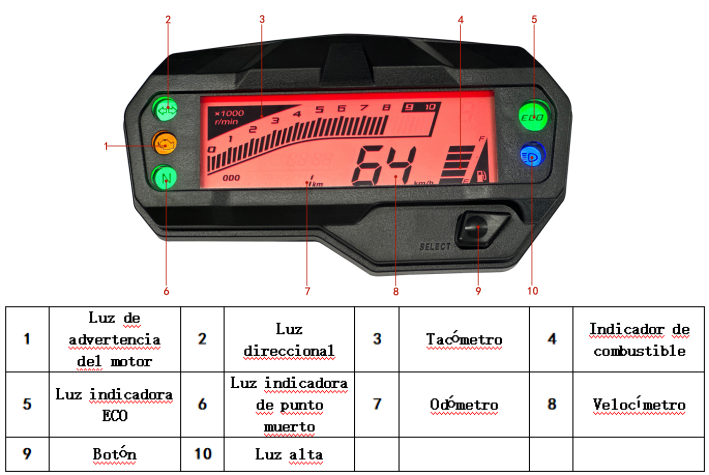 digital tablero para moto velocimetro tacometro for（yamaha Fz Fi V2、Fz s V2、Fzs 150、yamaha FZ FI 150 2.0）