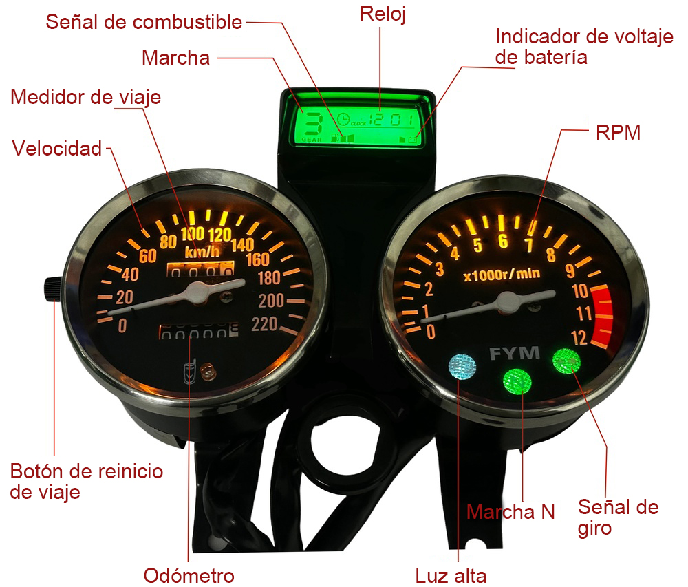 digital tablero para moto velocimetro tacometro for（Suzuki GN 125,Suzuki intruder 125 ED,suzuki gn125 cafe racer、CG125、Cruiser 200、Lifan LF125）