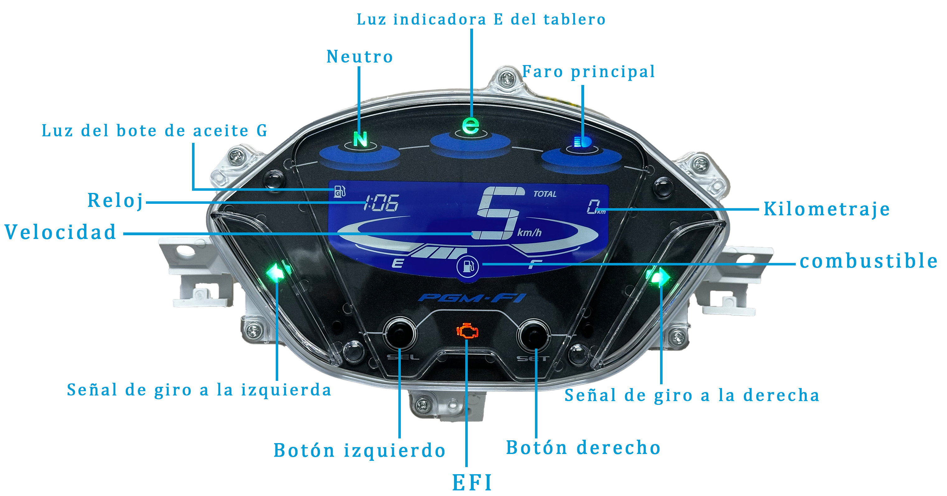 digital tablero para moto velocimetro tacometro for（Honda BIZ 125 EX 2018-2024）