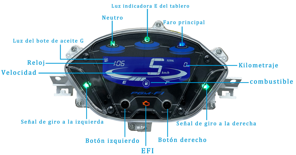 digital tablero para moto velocimetro tacometro for（Honda BIZ 125 EX 2018-2024）