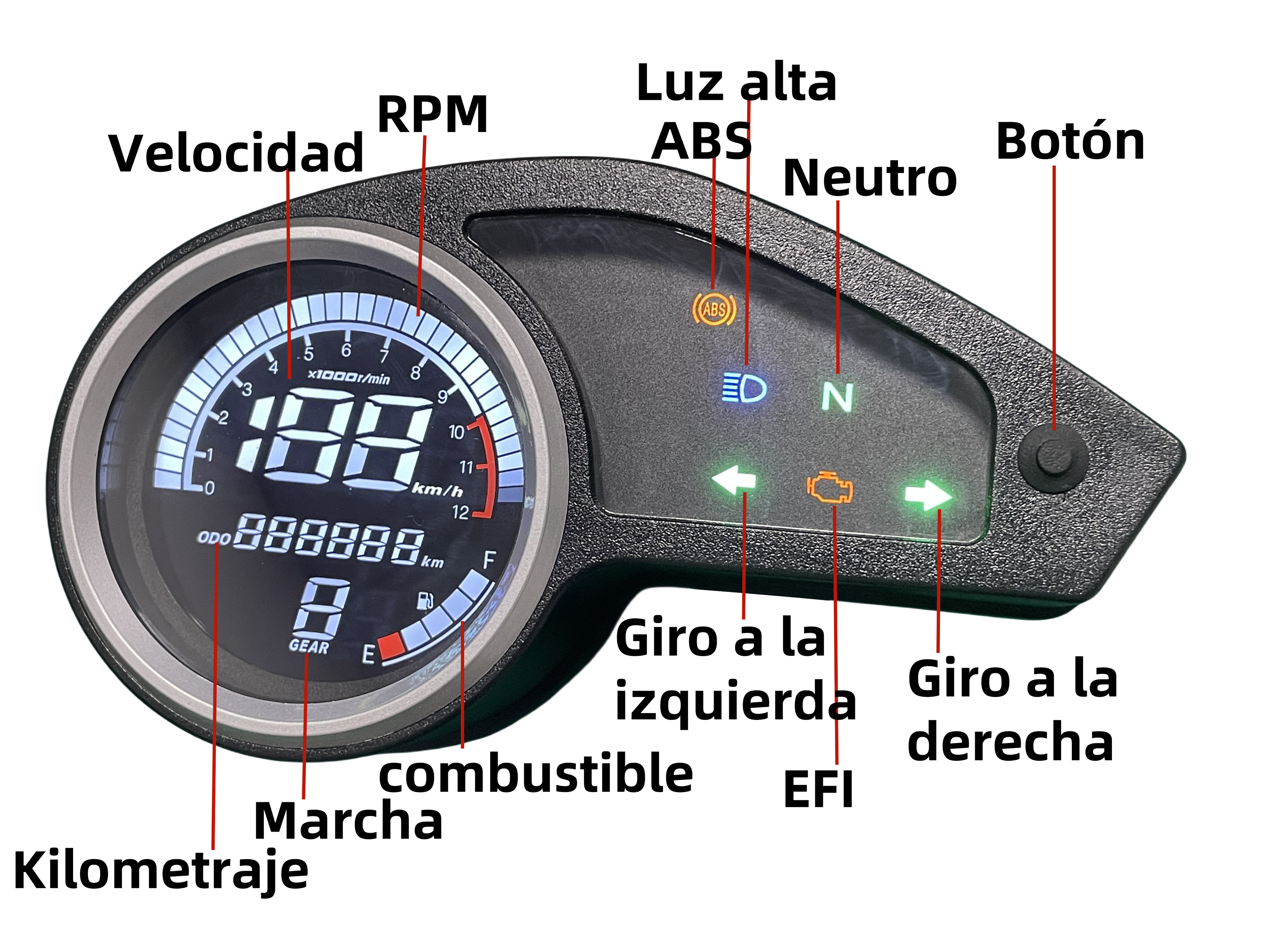 universal digital tablero para moto velocimetro tacometro for（Honda nxr 150,italika DM250X,Victory MRX 125, Vento Crossmax200 Bros，honda XR 150，Italika DM200、Digital XL,XR,MRX Y、Zanella ZR 200）