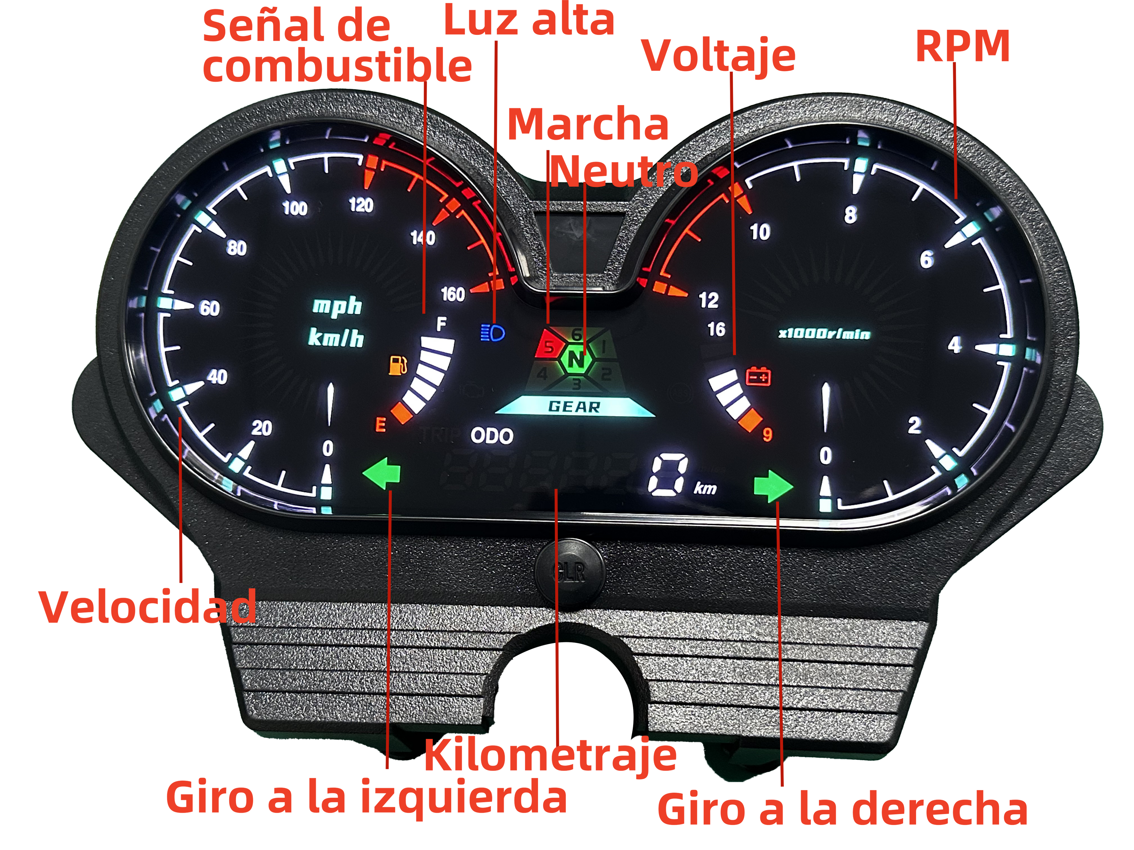 digital tablero para moto velocimetro tacometro for （Honda CG 125 deluxe、CG 125 DLX Italika Forza 150、FT150 Gts Mototaxi 150 Land Roys RICO LR 150-28 Zongshen zs-150、Chambera 150、RX150）