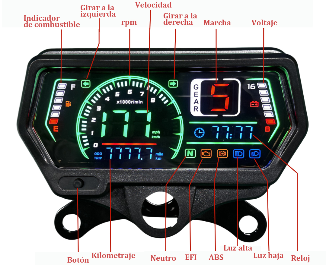 digital tablero para moto velocimetro tacometro for（CG125 （Honda CG125、Honda TMX125、  RUSI Macho Tc 125/150、Skygo 125 ）、HONDA TMX ALPHA 125、escuda EM 200、AVA150、Bera SBR150）
