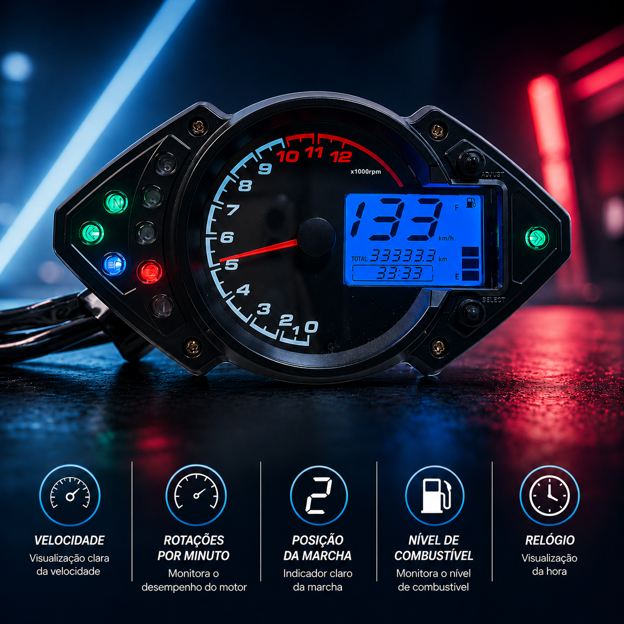 digital tablero para moto velocimetro tacometro for（Keeway RKS 100cc 2v、 RKS 125、 Benelli VLM 150、 Vigorey VLR 200、 Keeway RSK 150、  Keeway RKS 150 GS poste）r