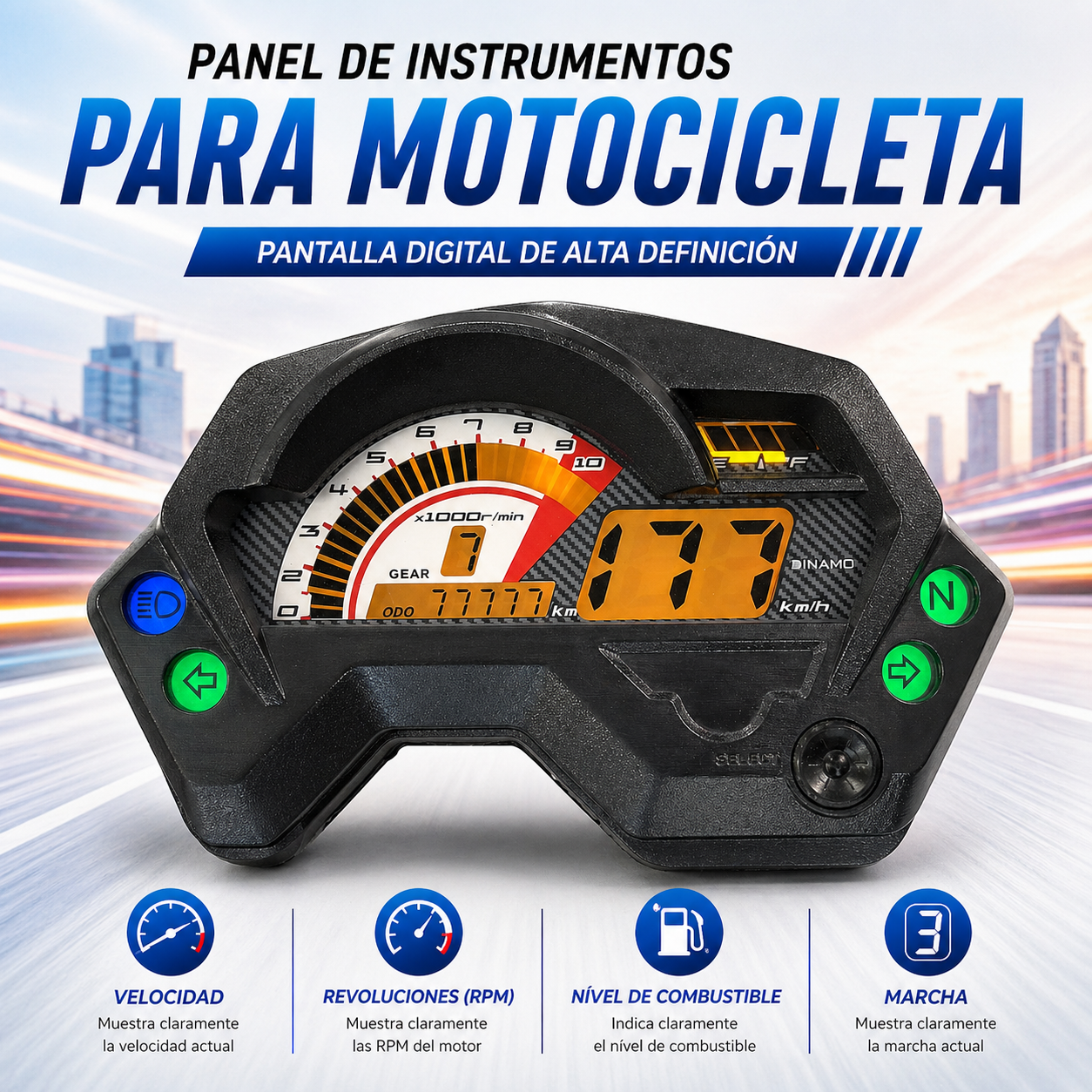 digital tablero para moto velocimetro tacometro for（Yamaha FZ16、FZV1、200cc Tryker Trike Scooter Gas Moped、Romet rxc 125、yamaha fazer 150）