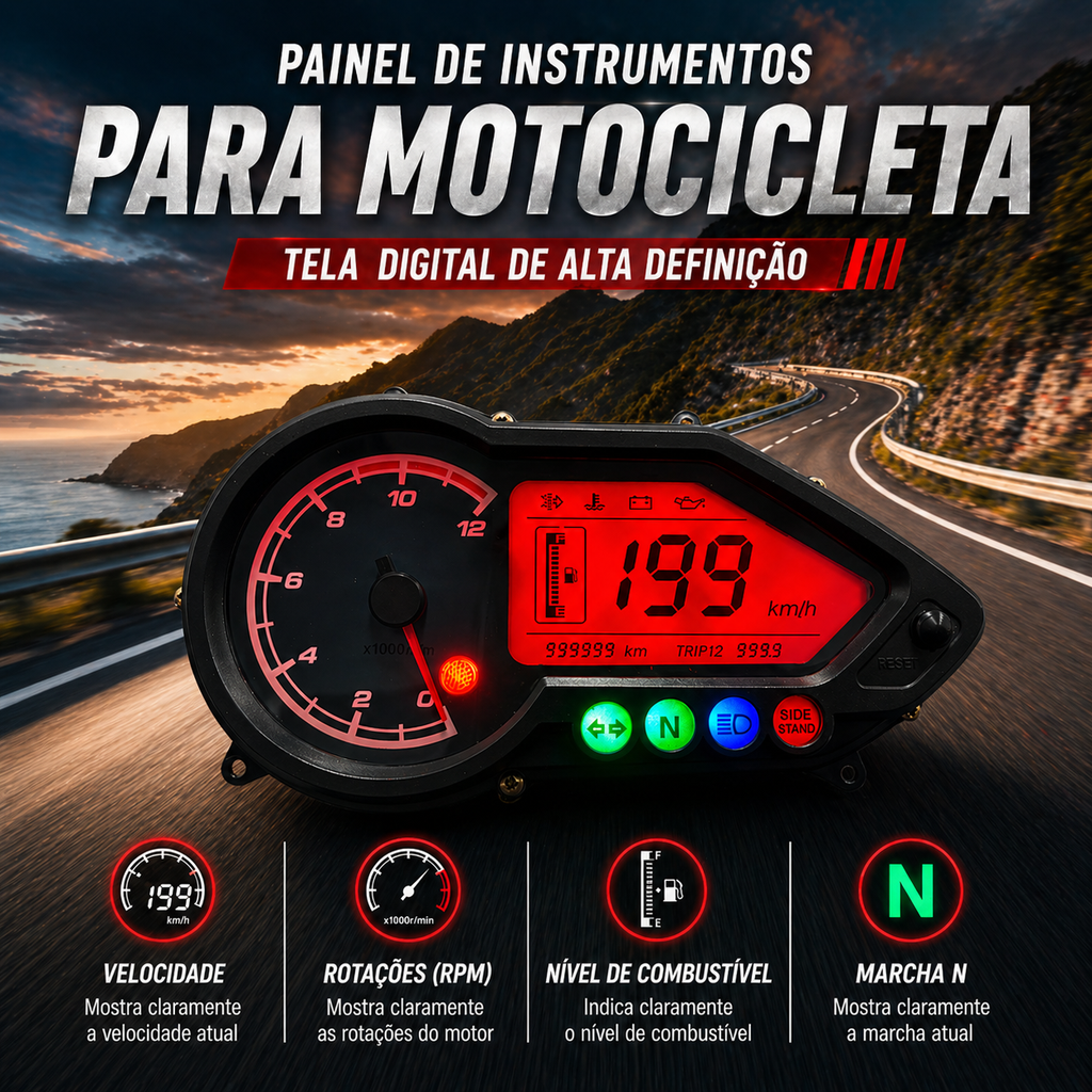 digital tablero para moto velocimetro tacometro for（BAJAJ Pulsar  125 150 180 200 220NS）