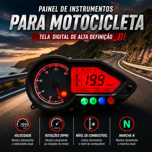 digital tablero para moto velocimetro tacometro for（BAJAJ Pulsar  125 150 180 200 220NS）