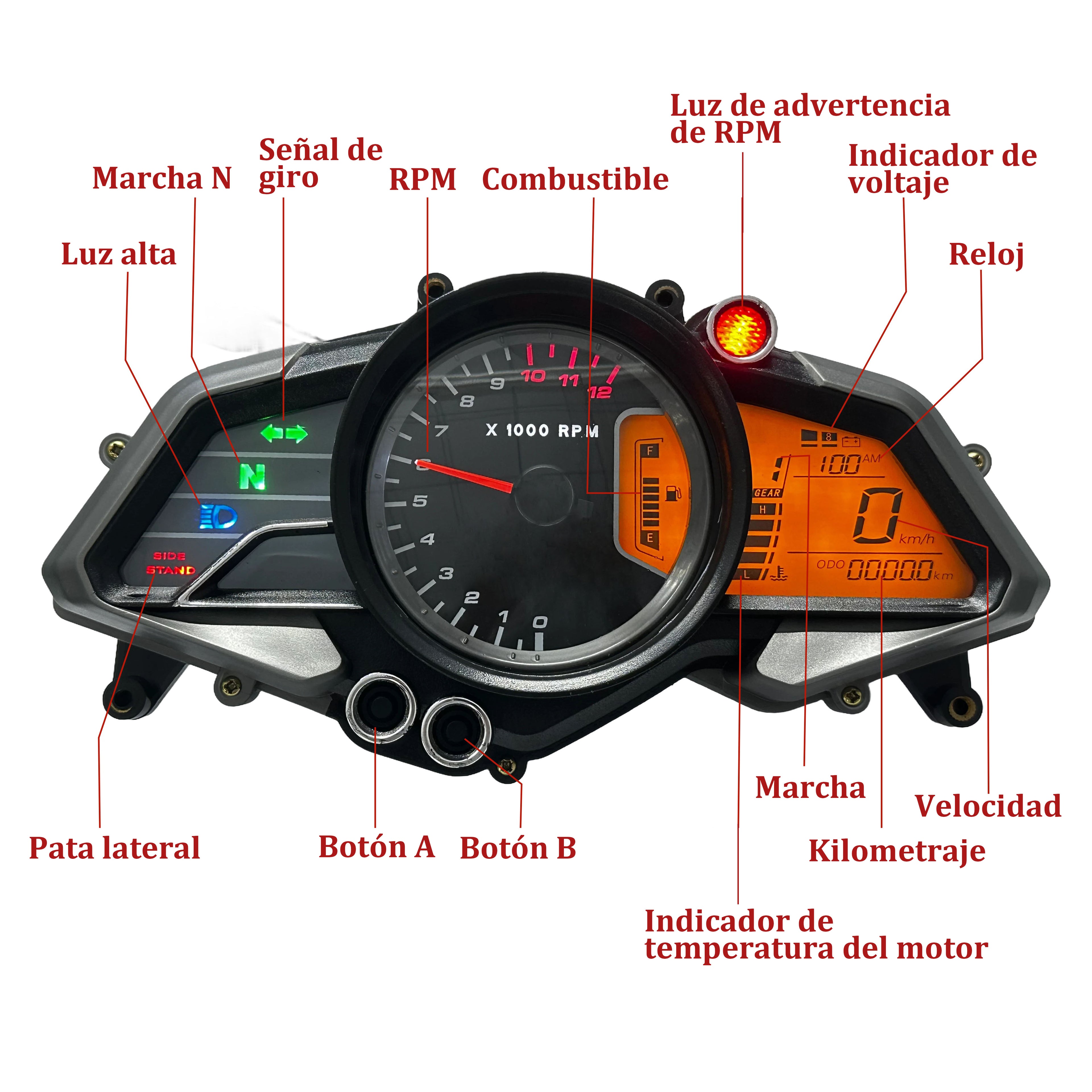 digital tablero para moto velocimetro tacometro for（Bajaj pulsar 200NS， Bajaj pulsar 125NS，Bajaj pulsar 160NS Kawasaki Rouser NS160 Fi Kawasaki Rouser NS150 Kawasaki Rouser RS200）