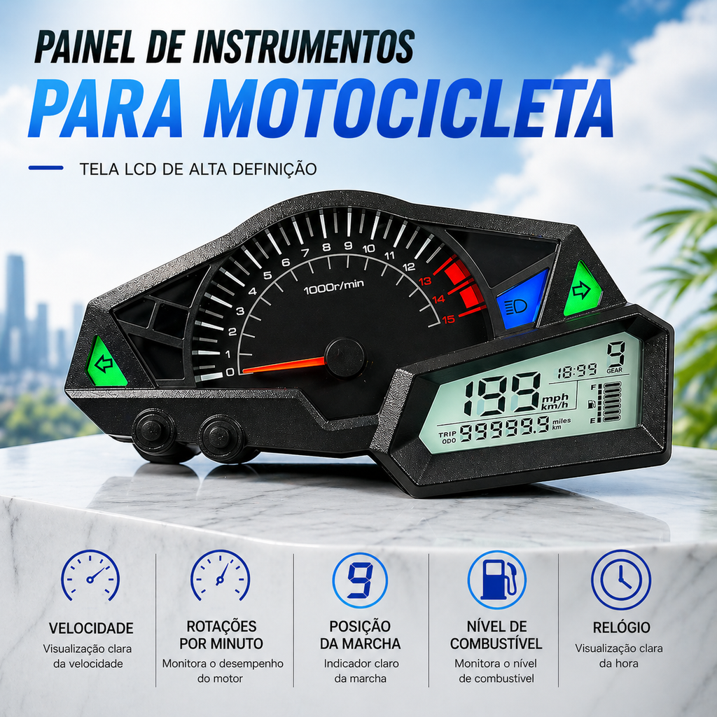 digital tablero para moto velocimetro tacometro for（kawasaki ninja 250 fi/ z250/ 250fi 2 silinder/ 4tak 2013 2014 2015 /300 /Z300 Dragon 200cc）