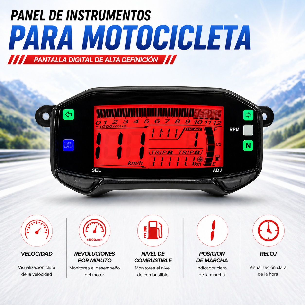 digital tablero para moto velocimetro tacometro for（Suzuki Gixxer150 SF，Gixxer150，suzuki gsx r150，suzuki DR-Z4SM）