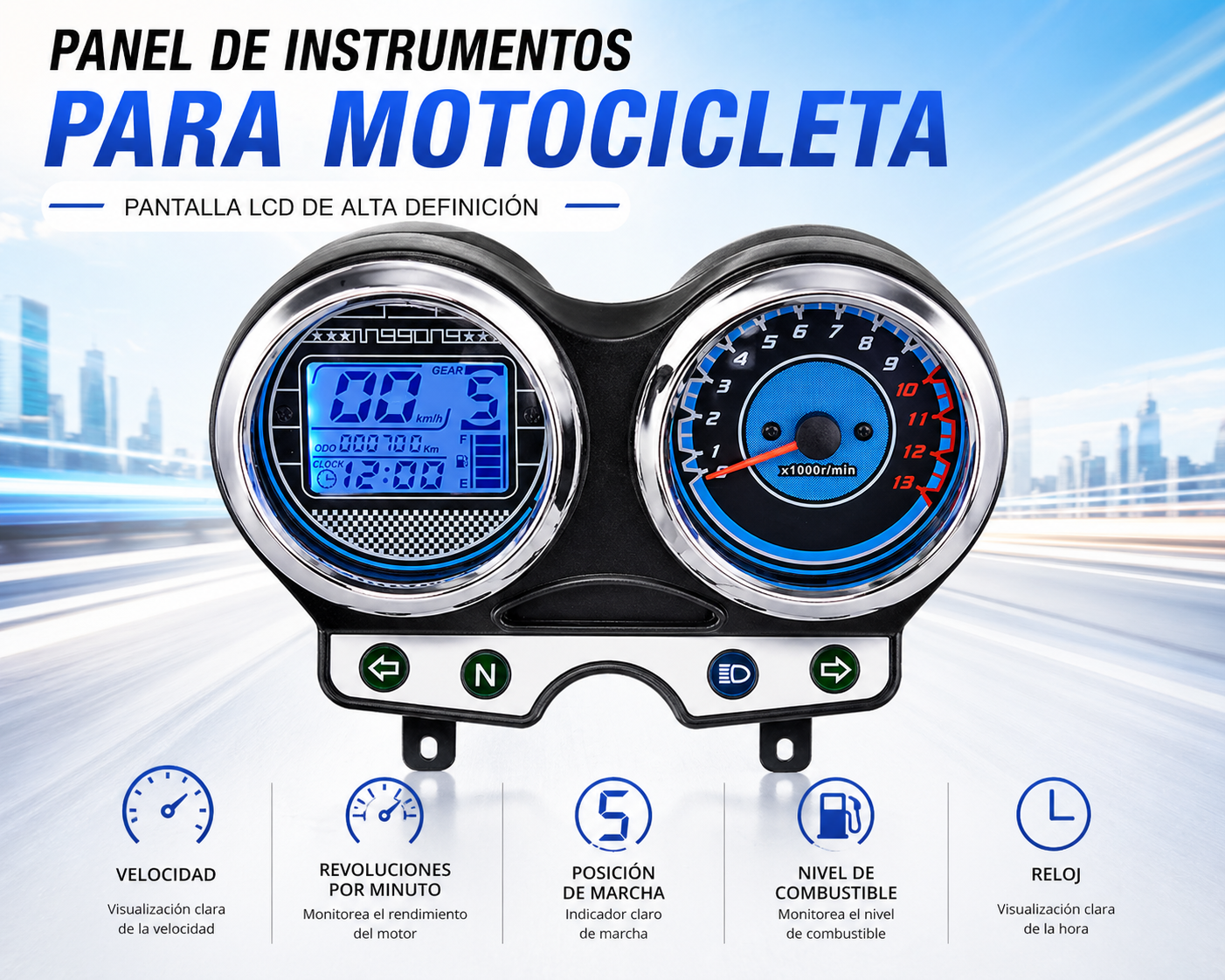 digital tablero para moto velocimetro tacometro for（Suzuki Yes 125、Suzuki En125 En150 Gs125、Suzuki Thunder 125、Suzuki Gsr 150i、suzuki en125-2a，Suzuki RGS 150i）