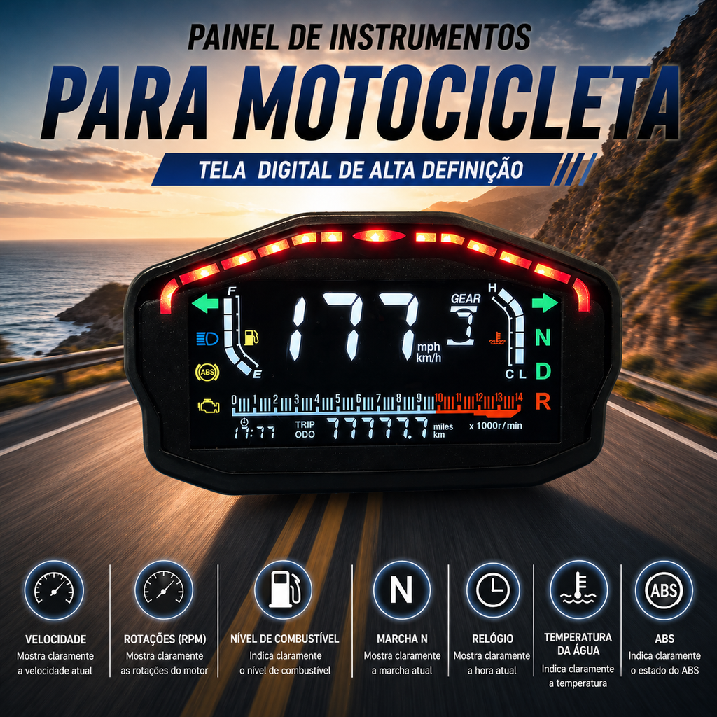 universal digital tablero para moto velocimetro tacometro for（Ducati，Kawasaki，Yamaha，Bera BR150, TX200, Arsen 150, Skygo 150，Honda CG125/150, Titan, CGL, XR，UM, Empire Keeway）