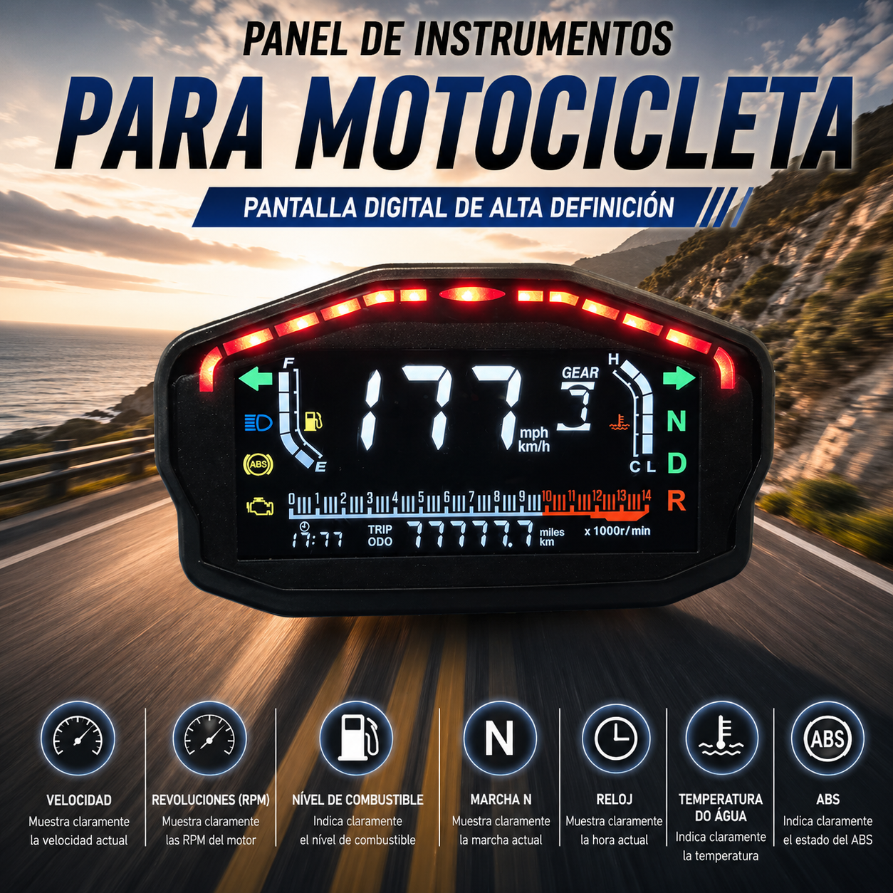 universal digital tablero para moto velocimetro tacometro for（Ducati，Kawasaki，Yamaha，Bera BR150, TX200, Arsen 150, Skygo 150，Honda CG125/150, Titan, CGL, XR，UM, Empire Keeway）