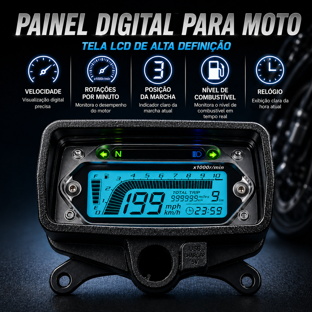digital tablero para moto velocimetro tacometro for（CG125 （Honda CG125、Honda TMX125、  RUSI Macho Tc 125/150、Skygo Prince 125）、Velocímetro Italika Ex125 Forza 125 Ft125）