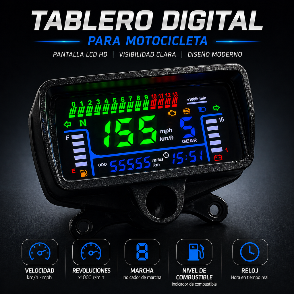 digital tablero para moto velocimetro tacometro for （CG125 （Honda CG125、Honda TMX125、  RUSI Macho Tc 125/150、Skygo Prince 125 ）Honda TMX125 Alpha、Velocímetro Italika Ex125 Forza 125 Ft125）