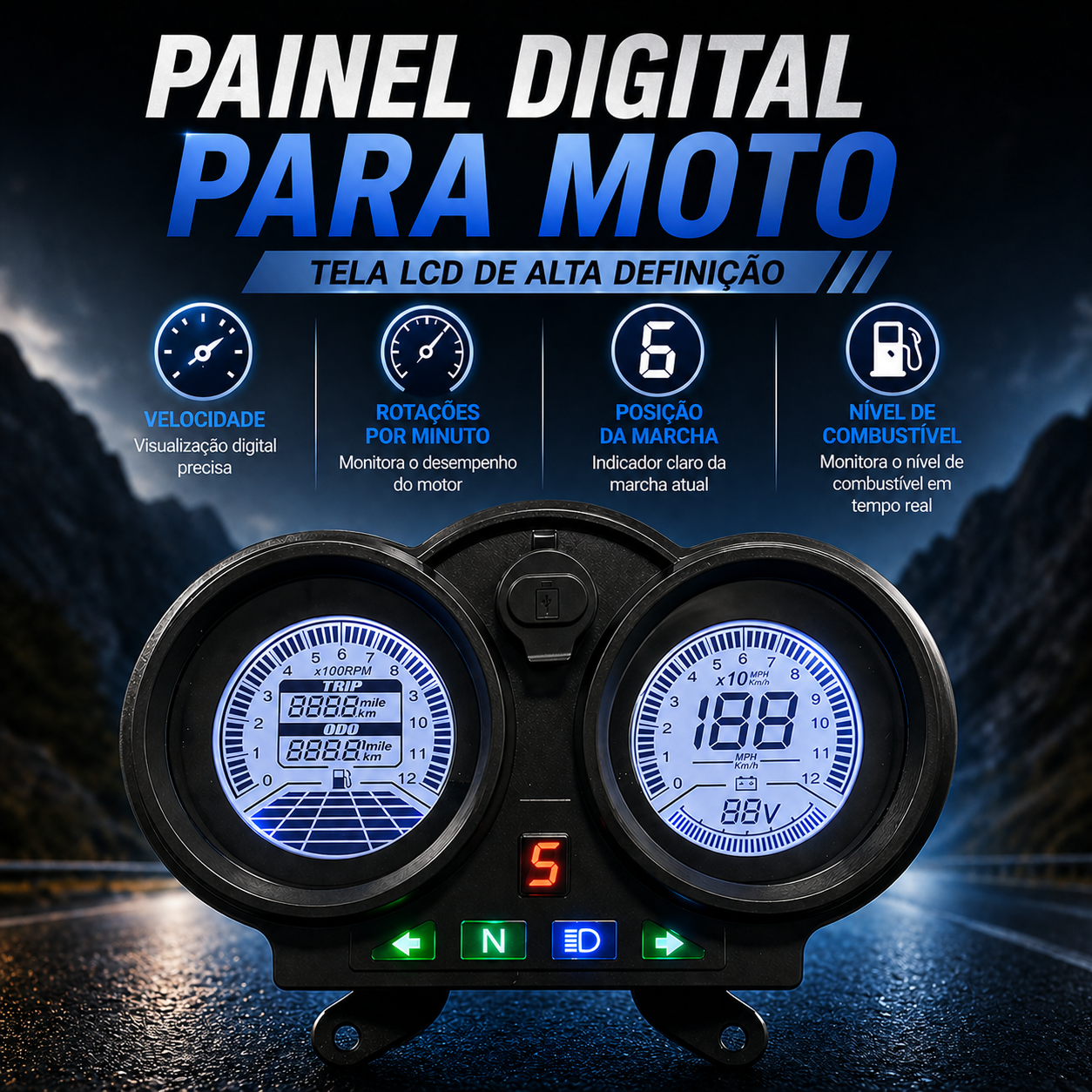 digital tablero para moto velocimetro tacometro for（Bera SBR150(Bera Moto 150cc CG)）