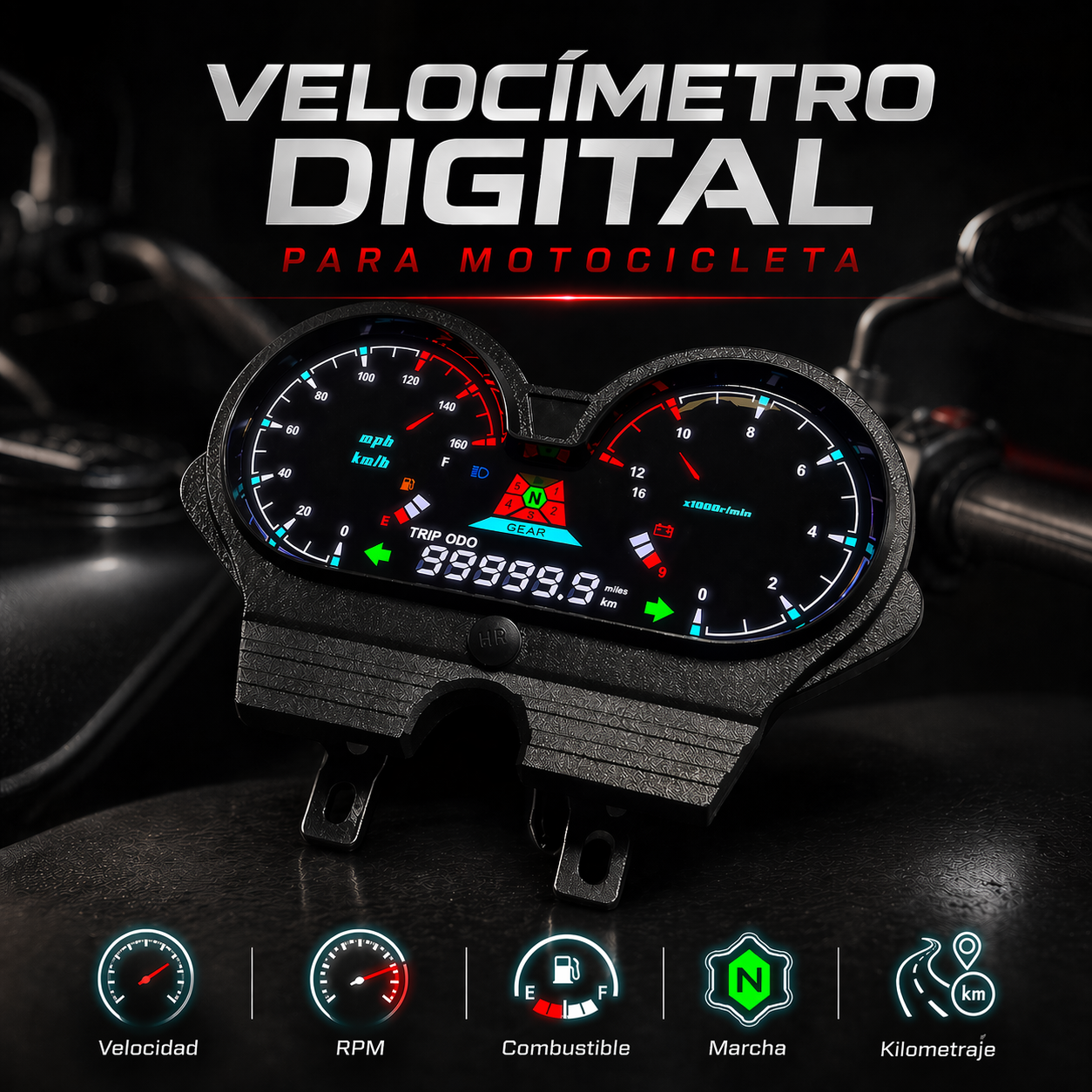 digital tablero para moto velocimetro tacometro for （Honda CG 125 deluxe、CG 125 DLX Italika Forza 150、FT150 Gts Mototaxi 150 Land Roys RICO LR 150-28 Zongshen zs-150、Chambera 150、RX150）