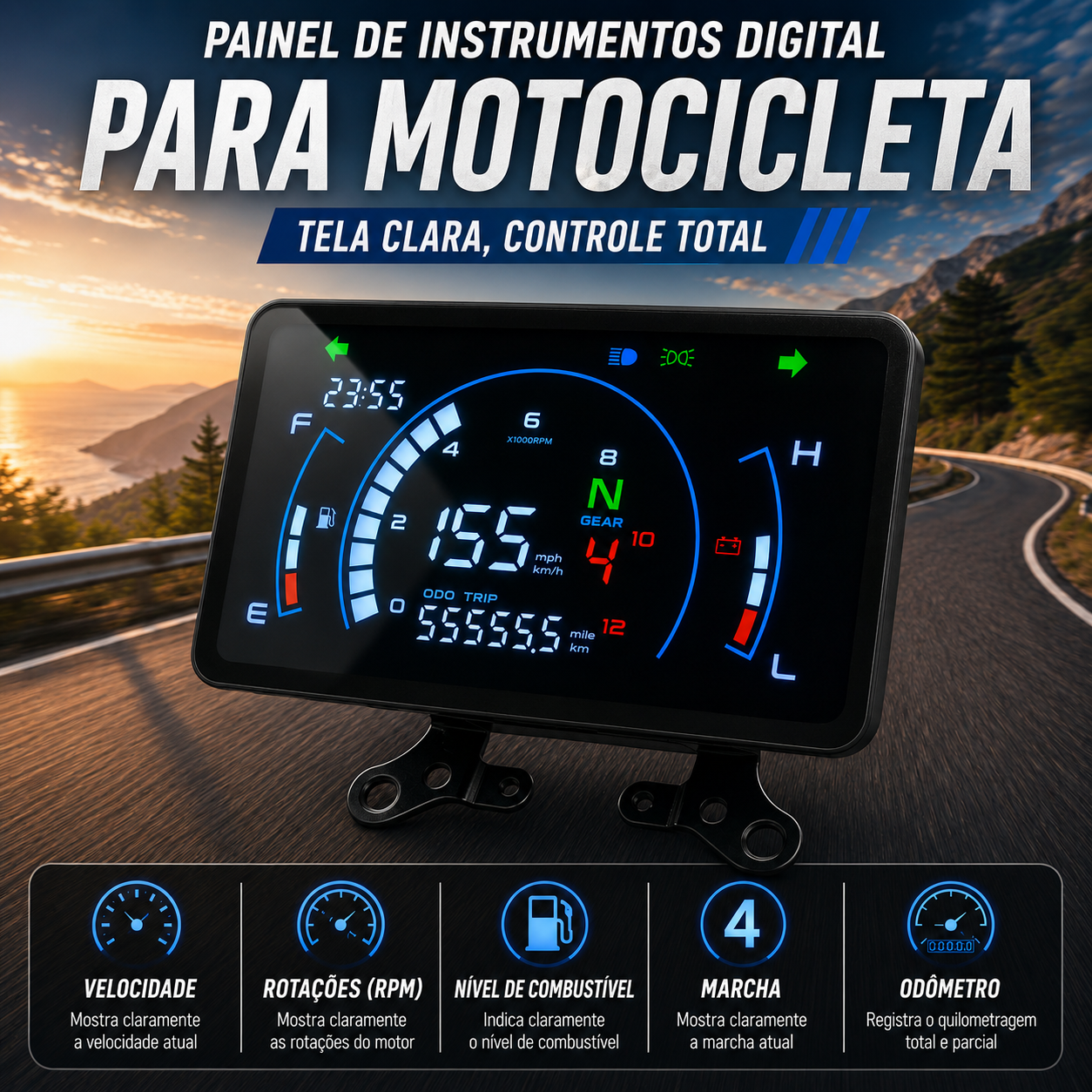 digital tablero para moto velocimetro tacometro for（Honda TORNADO XR250、Vento Ryder 3.0 Xpress Workman 150）